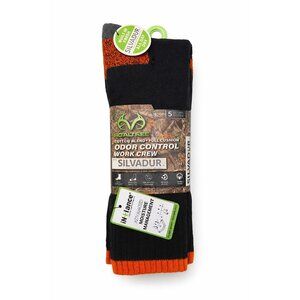 Realtree Men’s Work Crew Socks Odor Control Silvadur 5 Pair Size 6-12